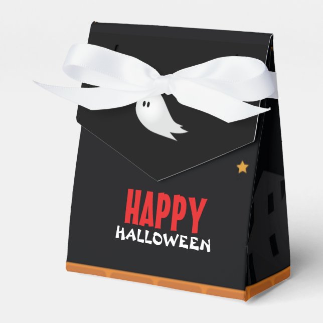 Cute spöke som vandrar på gatorna halloween presentaskar (Framsidan Sidan)
