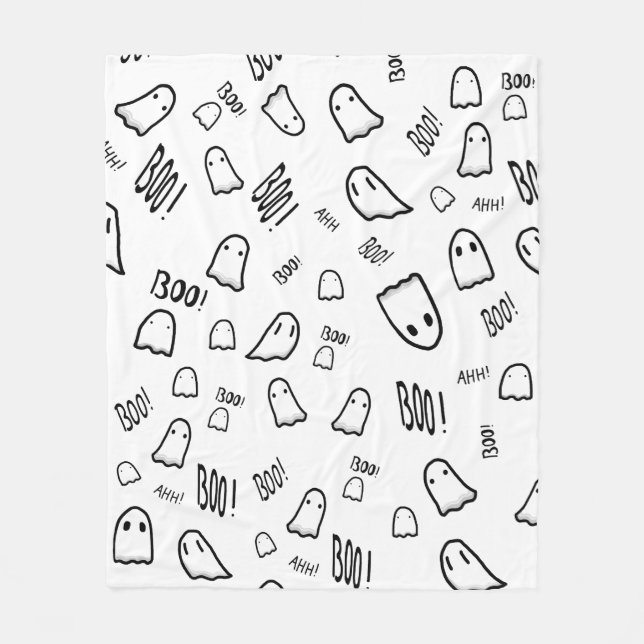 Cute Spöken Black and White Fleecefilt (Framsidan)