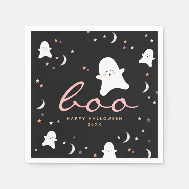 Cute Spöken Boo Halloween Pappersservett (Framsidan)