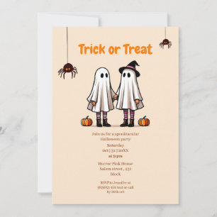 Cute Spöken Bus eller godis Halloween fest Inbjudningar