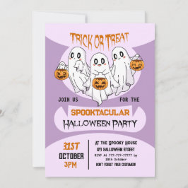 Cute Spöken Bus eller godis Kids Halloween fest Inbjudningar