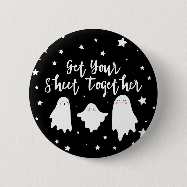 Cute Spöken | Få ihop Lakan | Halloween Knapp (Framsida)