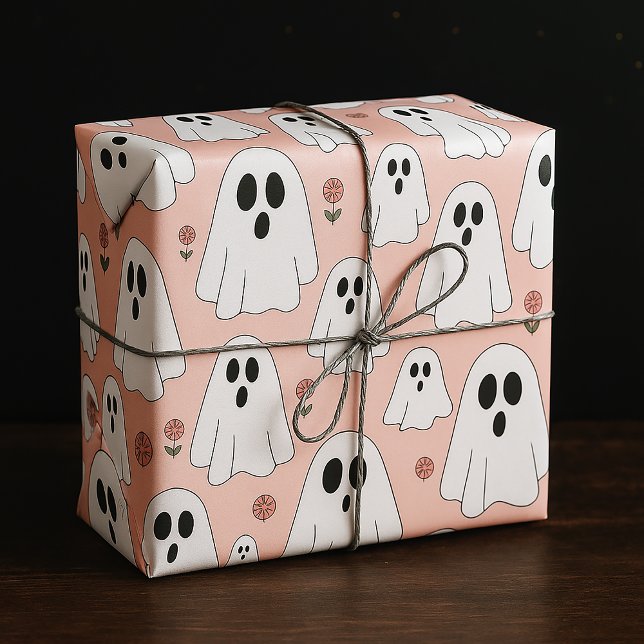 Cute Spöken & Flowers Seamless Halloween Mönster Presentpapper (Skapare uppladdad)