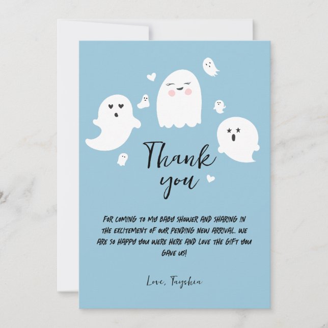 Cute Spöken Halloween Boy Baby Shower Tack Kort (Framsida)
