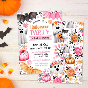 Cute Spöken Halloween fest & Trick eller behandlin Inbjudningar
