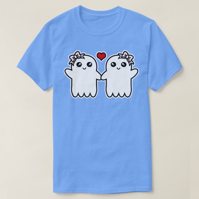Cute Spöken Holding Händer T Shirt (Design framsida)