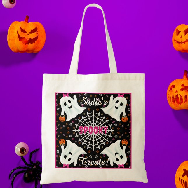 Cute Spöken Jack o lantern Cobweb Tygkasse (Skapare uppladdad)