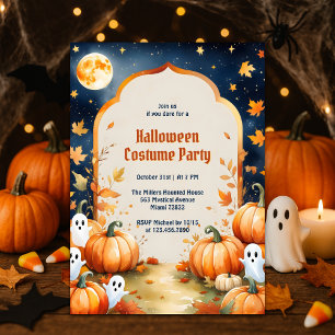 Cute Spöken Kids Halloween Costume Party Inbjudningar