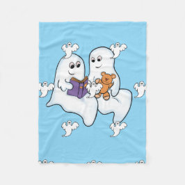 Cute spöken läser tillsammans på Halloween Fleecefilt