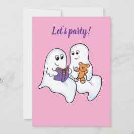 Cute spöken läser tillsammans på Halloween Inbjudningar