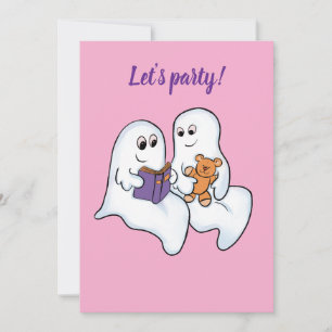 Cute spöken läser tillsammans på Halloween Inbjudningar