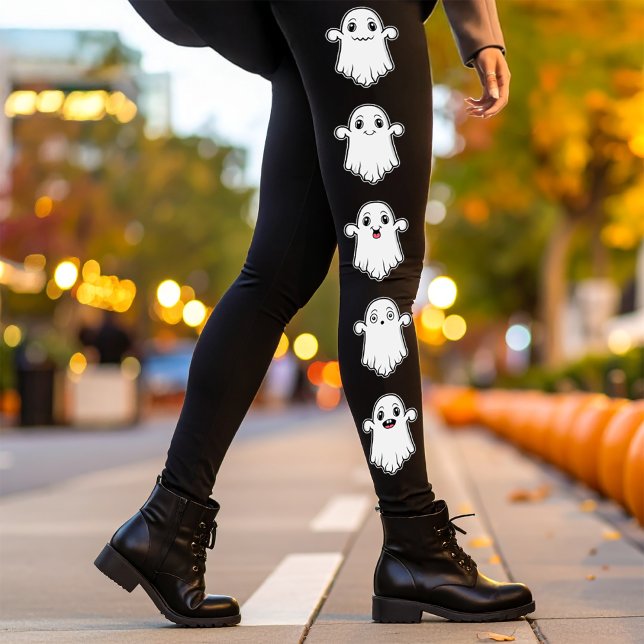 Cute Spöken med olika uttryck Halloween Leggings (Disclaimer: This image is a digital mockup.)