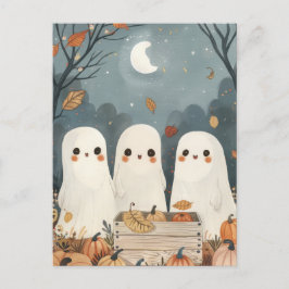 Cute Spöken med Pumpkin Harvest Halloween Vykort