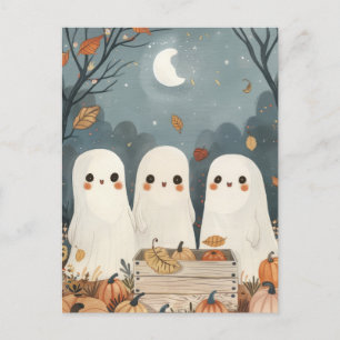 Cute Spöken med Pumpkin Harvest Halloween Vykort