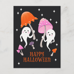 Cute Spöken med svampar Happy halloween Helg Vykort