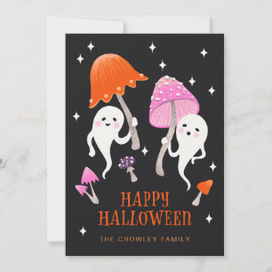 Cute Spöken med svampar Happy halloween Julkort