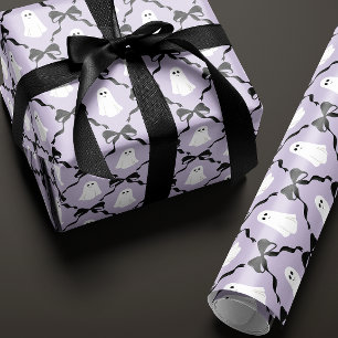 Cute Spöken och Black Bows på Lilac Halloween Presentpapper