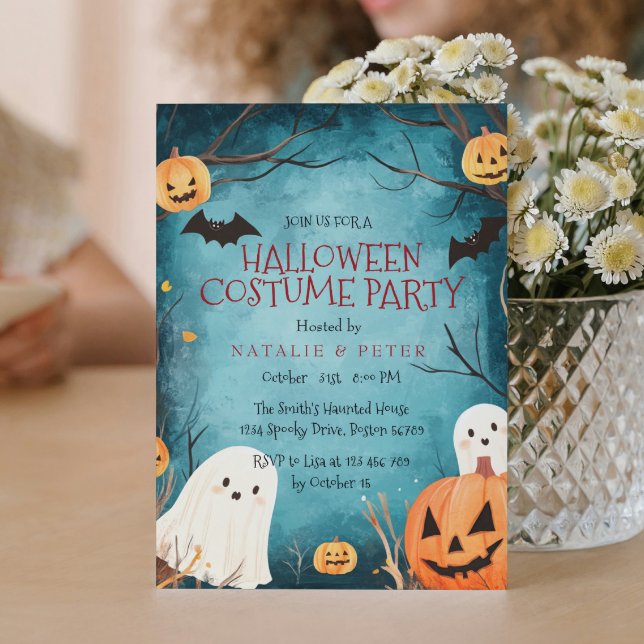 Cute Spöken och Pumpkins Halloween Costume Party Inbjudningar (Skapare uppladdad)