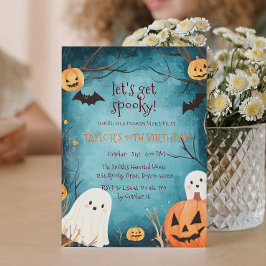 Cute Spöken och Pumpkins Halloween Födelsedagsfest Inbjudningar
