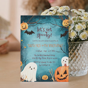 Cute Spöken och Pumpkins Halloween Födelsedagsfest Inbjudningar