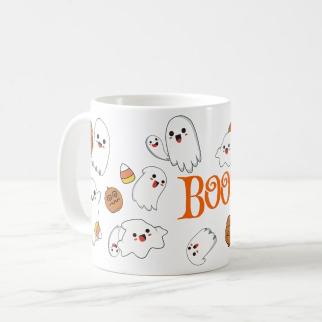 Cute Spöken och Pumpkins Halloween Mugg (Framsida vänster)