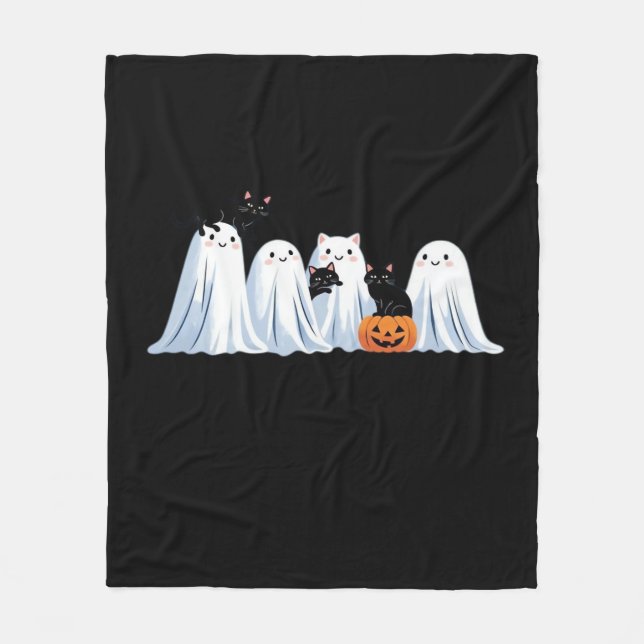 Cute Spöken och Svarta katter Halloween - Spooky S Fleecefilt (Framsidan)