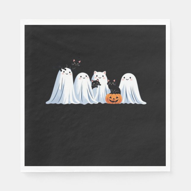 Cute Spöken och Svarta katter Halloween - Spooky S Pappersservett (Framsidan)