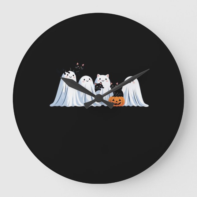 Cute Spöken och Svarta katter Halloween - Spooky S Stor Klocka (Framsida)