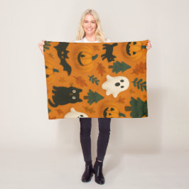 Cute Spöken & Pumpkins | Halloween Fleece Blanket