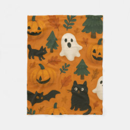 Cute Spöken & Pumpkins | Halloween Fleece Blanket