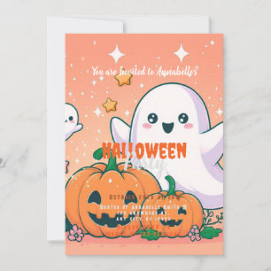 Cute Spöken, Pumpkins och Stars Halloween fest Inbjudningar