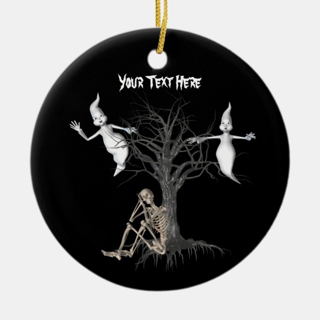 Cute Spöken Skeleton Halloween Ornament (Framsidan)