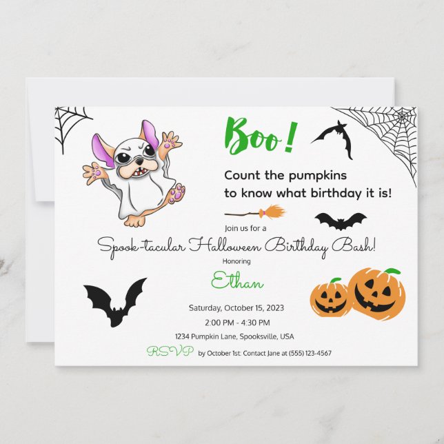 Cute spökpumpor Halloween 2:a födelsedagen Inbjudningar (Framsida)