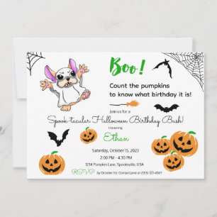 Cute spökpumpor Halloween 5th Birthday Inbjudningar