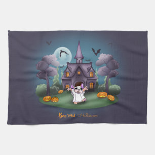 Cute spökpumpor Haunted House Halloween Kökshandduk
