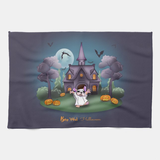 Cute spökpumpor Haunted House Halloween Kökshandduk (Horisontell)