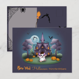 Cute spökpumpor Haunted House Halloween Vykort