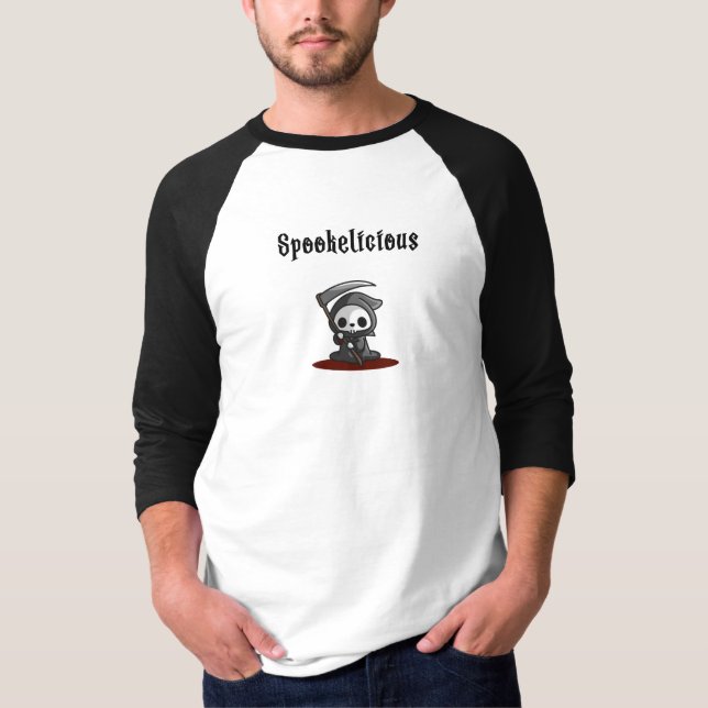 Cute Spookelicious Halloween Grim Reaper T Shirt (Framsida)