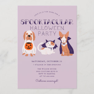 Cute Spooktacular Costume Pets Halloween fest Inbjudningar