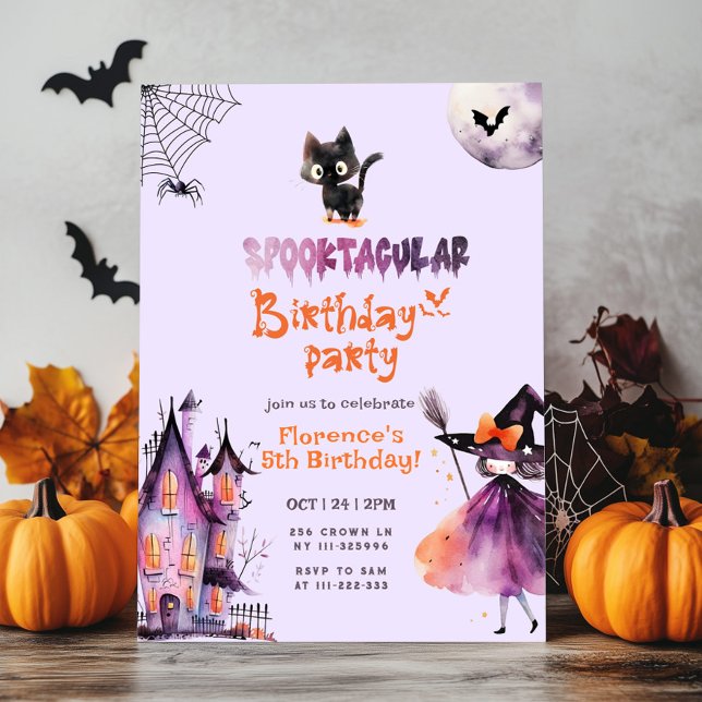 Cute Spooktacular-födelsedagen Halloween fest Inbjudningar (Skapare uppladdad)
