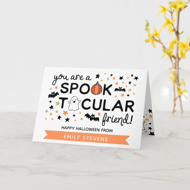 Cute Spooktacular Friend Happy halloween Kort (Gul blomma)