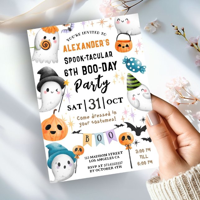 Cute Spooktacular Halloween 6e Birthday Cute Boy Inbjudningar (Skapare uppladdad)