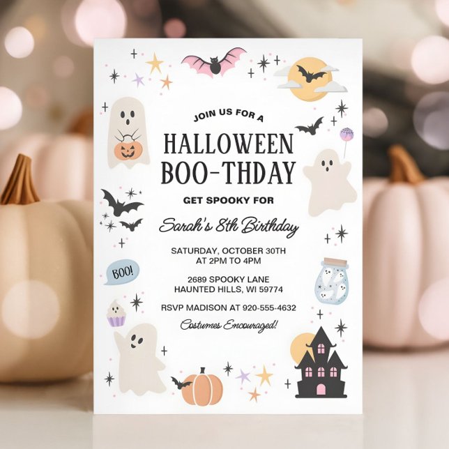 Cute Spooktacular Halloween Birthday Pastel Inbjudningar (Skapare uppladdad)