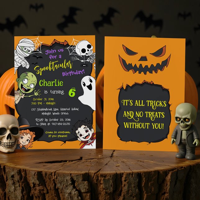 Cute Spooktacular Halloween Monster-Födelsedagsfes Inbjudningar (Skapare uppladdad)