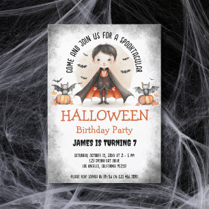 Cute Spooktacular Kids Halloween Boy Birthday Inbjudningar