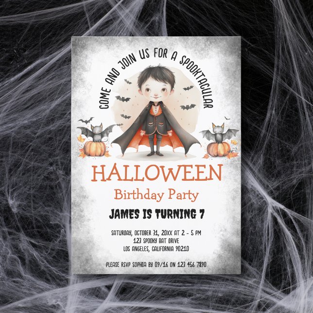 Cute Spooktacular Kids Halloween Boy Birthday Inbjudningar (Skapare uppladdad)