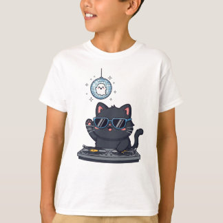 Cute Spooky Black Cat och DJ Meowgic T Shirt