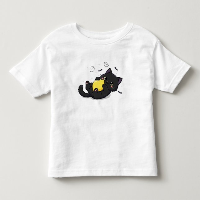 Cute Spooky Black Cat och Hans Lemon T Shirt (Framsida)