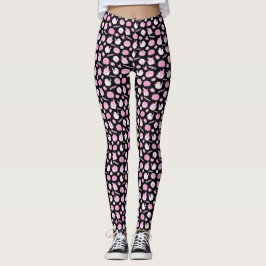 Cute Spooky Black och Rosa Halloween Mönster Leggings