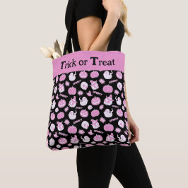 Cute Spooky Black och Rosa Halloween Mönster Tygkasse